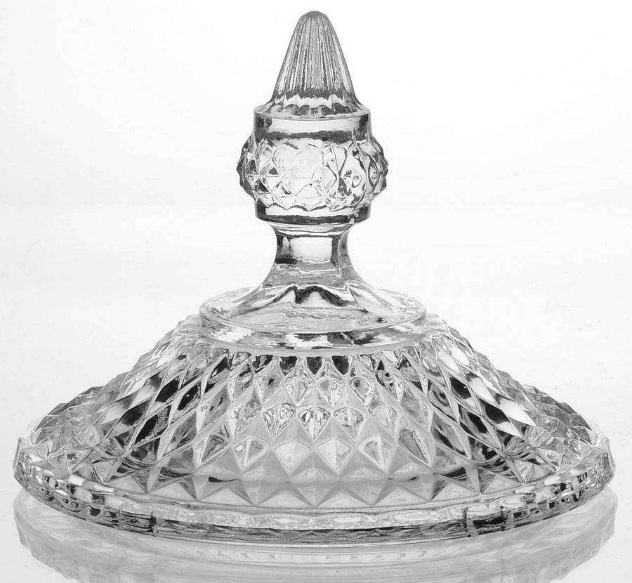 Diamond Point Clear Lid for Low Footed Candy Box by Indiana Glass-1