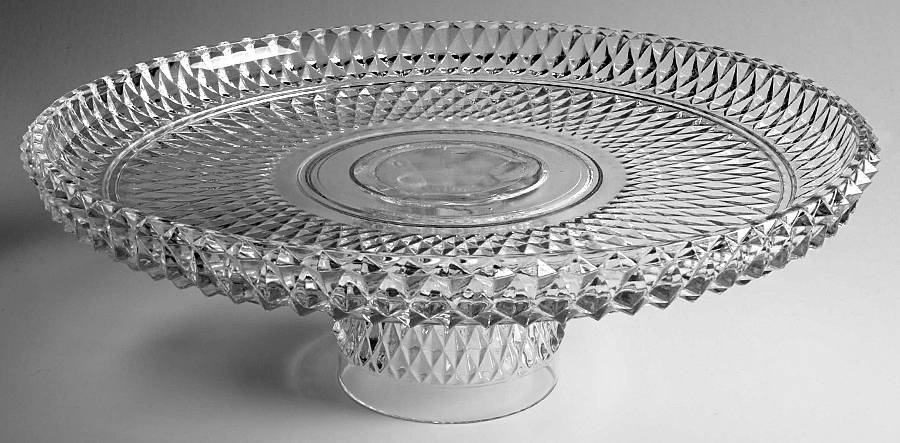 Diamond Point Clear 12" Diameter Cake Stand/Pedestal by Indiana Glass-1