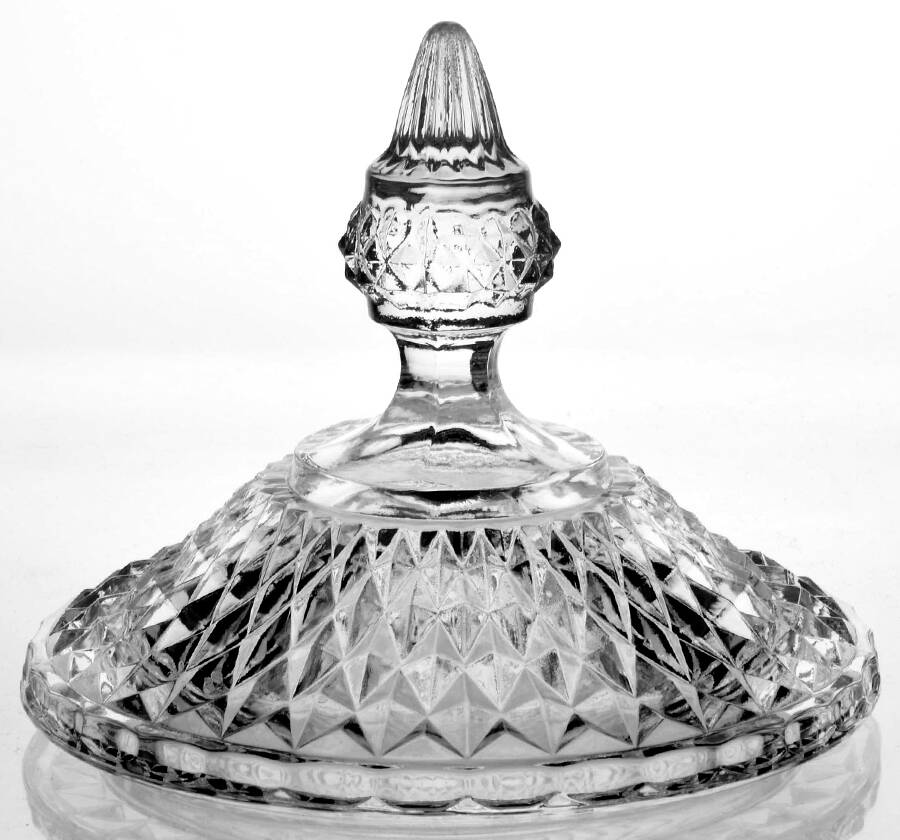Diamond Point Clear Lid for Footed Urn by Indiana Glass-1