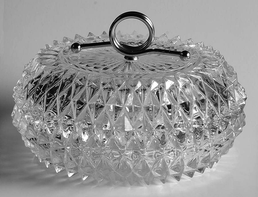 Diamond Point Clear Candy Box & Lid by Indiana Glass-1