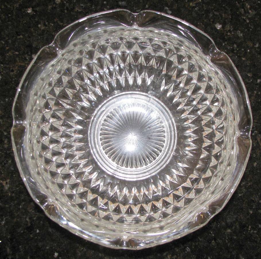 Diamond Point Clear 10" Round Crimped Bowl by Indiana Glass-1