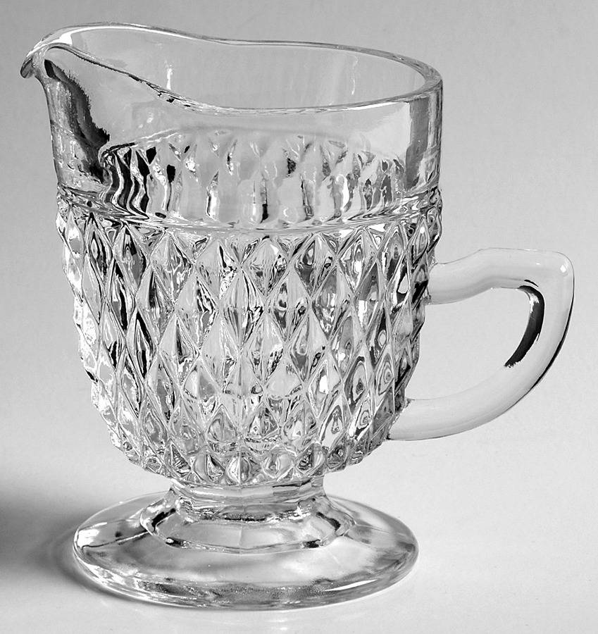 Diamond Point Clear Creamer by Indiana Glass-1