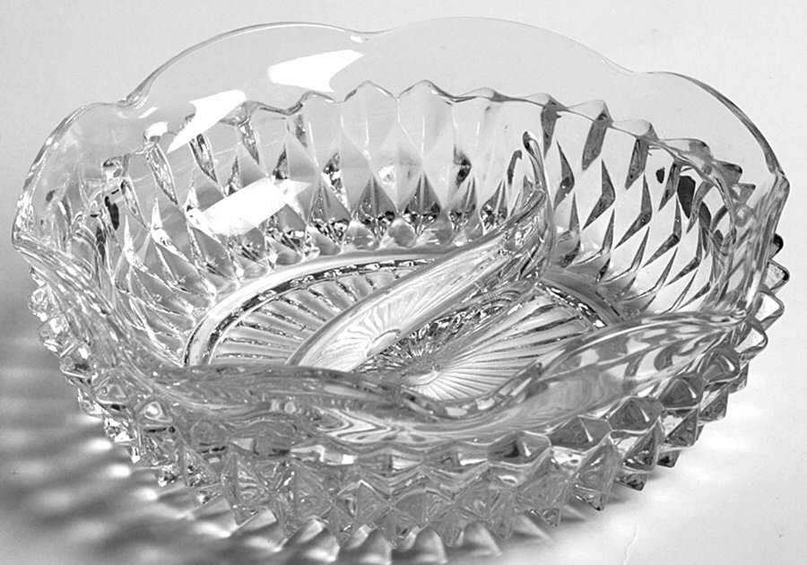 Diamond Point Clear 5" Round 2 Part Relish by Indiana Glass-1