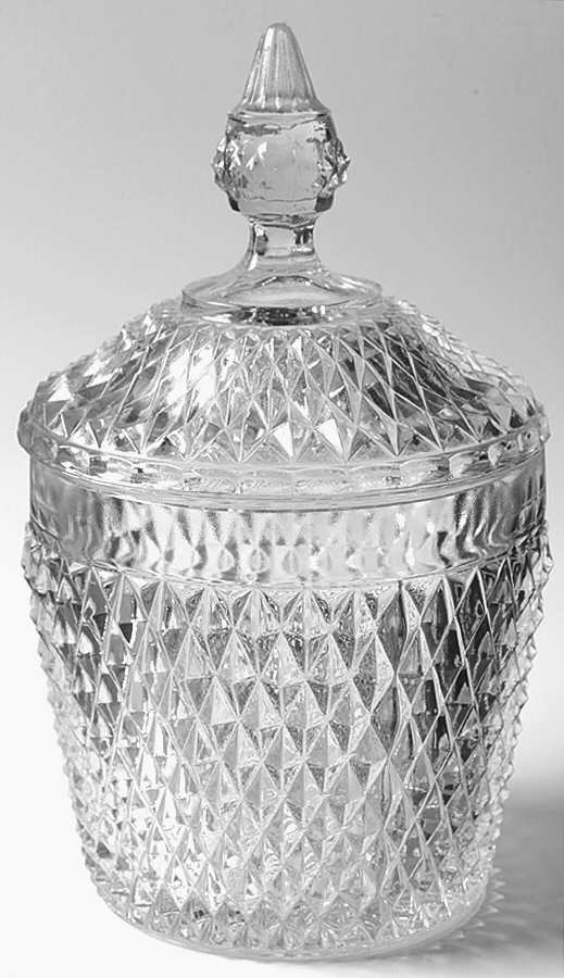 Diamond Point Clear Ice Bucket & Cover by Indiana Glass-1