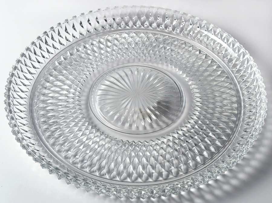 Diamond Point Clear 12" Round Tray by Indiana Glass-1