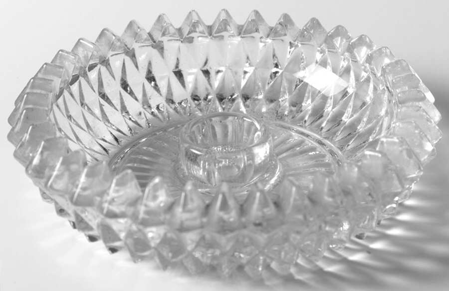 Diamond Point Clear Single Light Candlestick by Indiana Glass-1