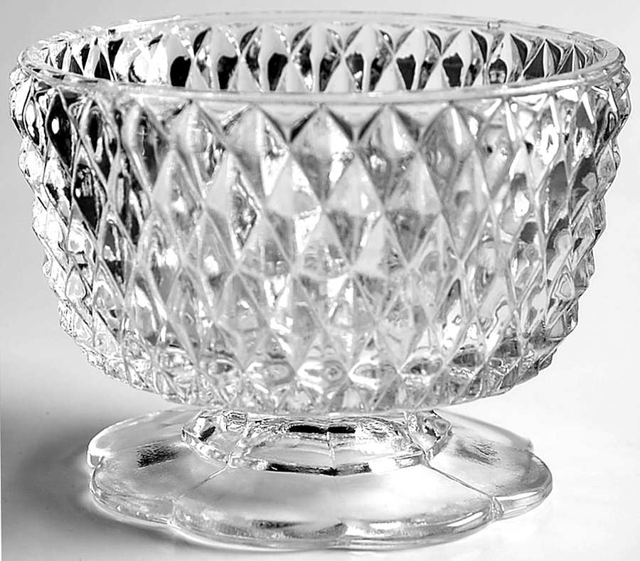 Diamond Point Clear (2 Piece) Set Candle Lamp Base by Indiana Glass-1