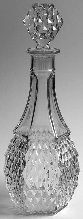 Diamond Point Clear Decanter & Stopper by Indiana Glass-1