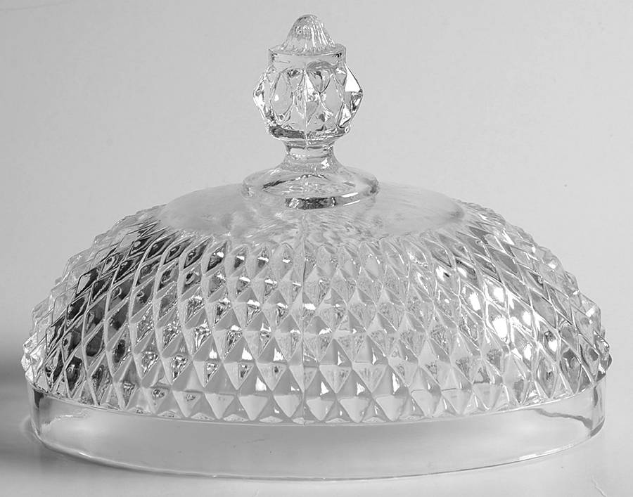 Diamond Point Clear Lid for Oval Covered Butter by Indiana Glass-1