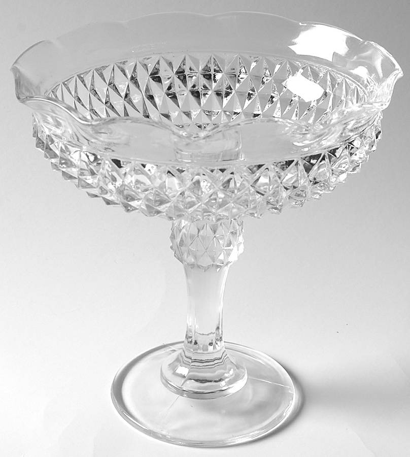 Diamond Point Clear Candleholder/Compote by Indiana Glass-1