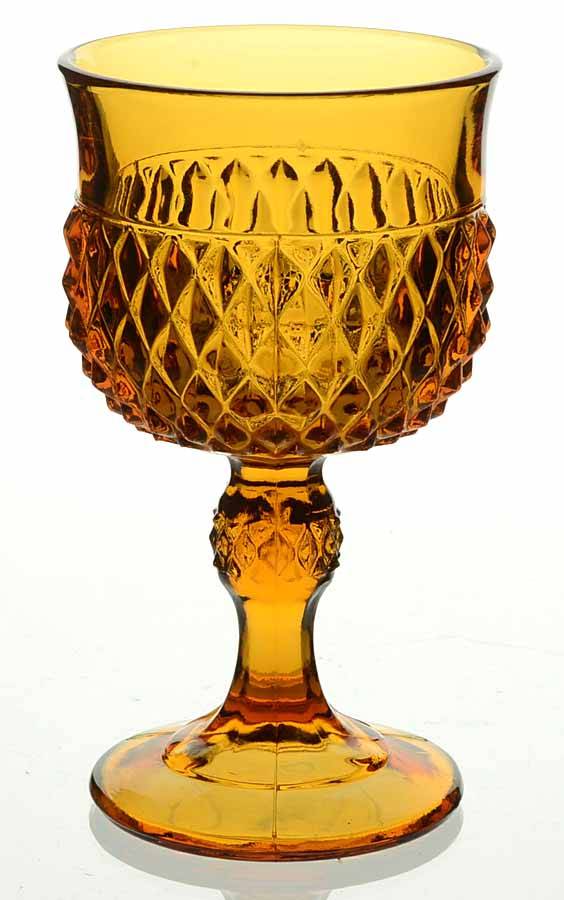 Diamond Point Amber Wine Glass by Indiana Glass-1