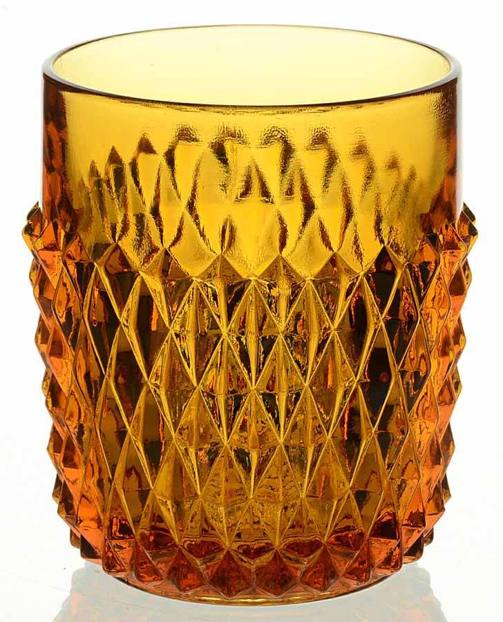 Diamond Point Amber Old Fashioned by Indiana Glass-1