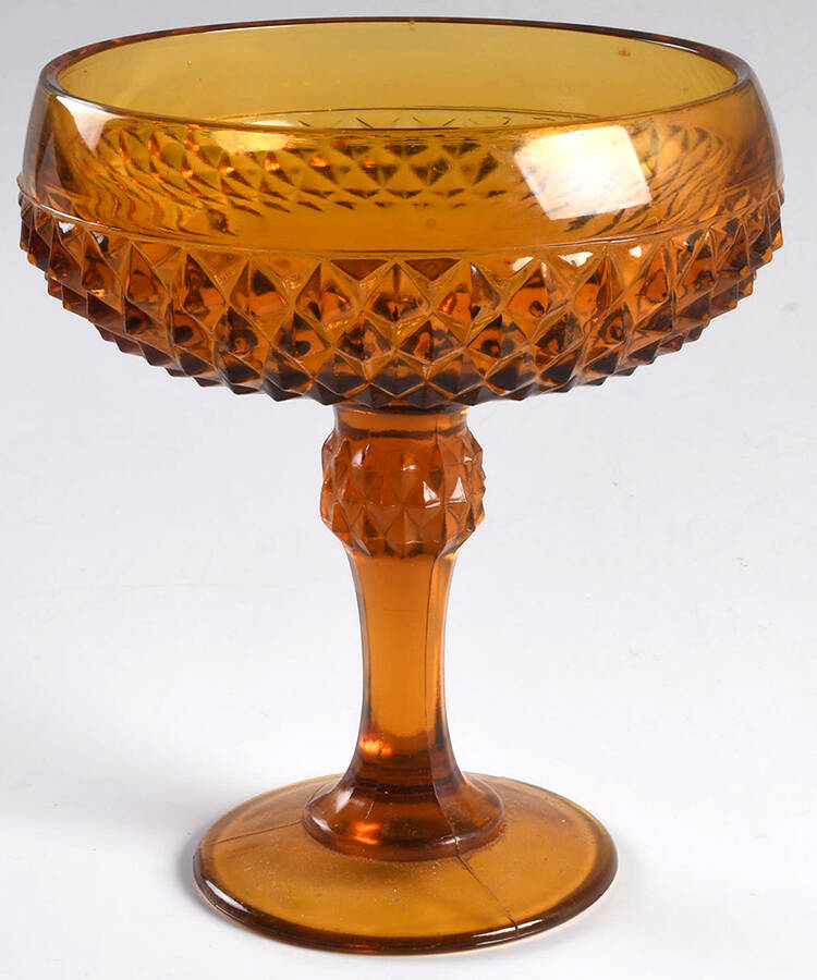 Diamond Point Amber Compote No Lid by Indiana Glass-1