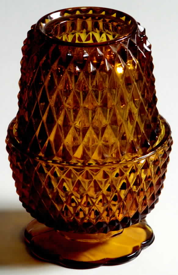 Diamond Point Amber (2 Piece) Candle Lamp by Indiana Glass-1