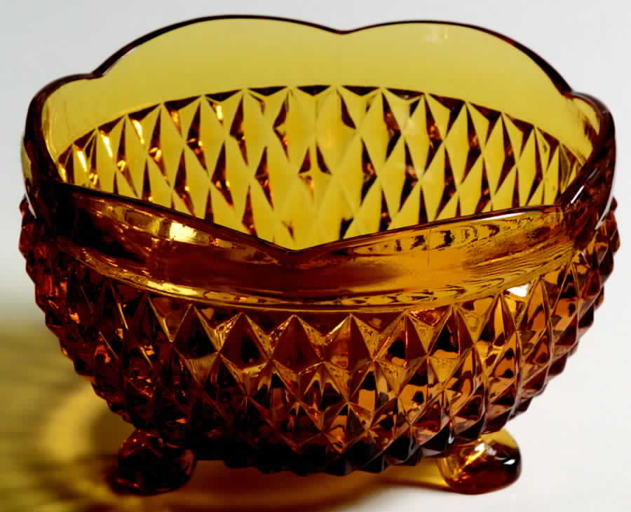Diamond Point Amber Bon Bon by Indiana Glass-1