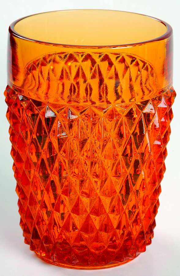 Diamond Point Amber 12 Oz Flat Tumbler by Indiana Glass-1