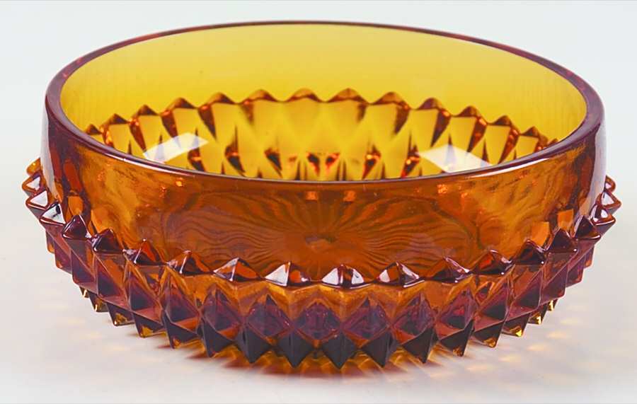 Diamond Point Amber Individual Salad Bowl by Indiana Glass-1