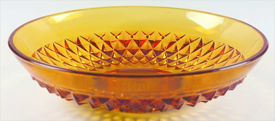 Diamond Point Amber 13" Salad Bowl by Indiana Glass-1