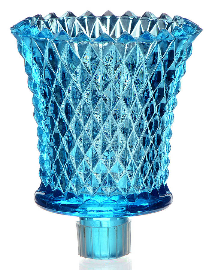 Diamond Point Regal Blue Candle Peg by Indiana Glass-1