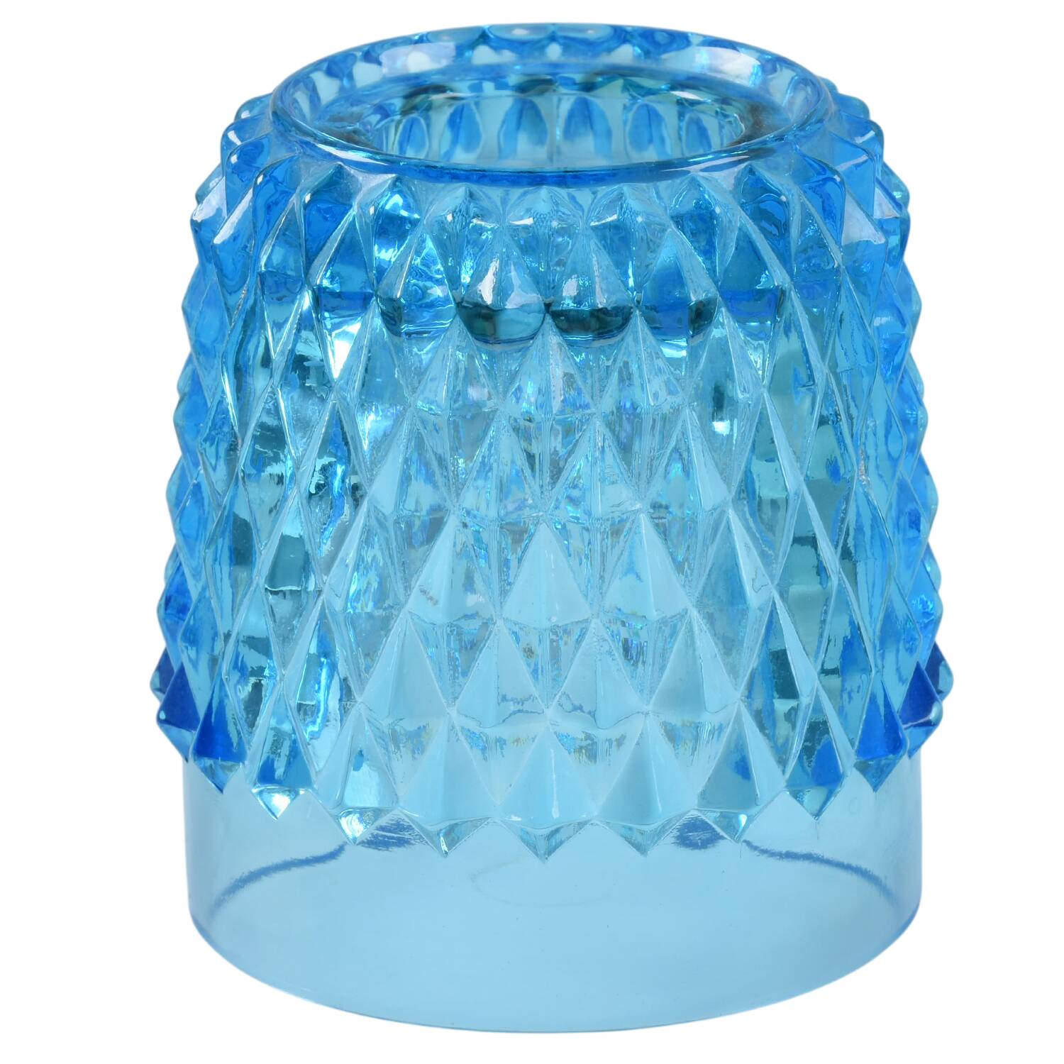 Diamond Point Regal Blue (2 Piece) Candle Lamp Chimney by Indiana Glass-1