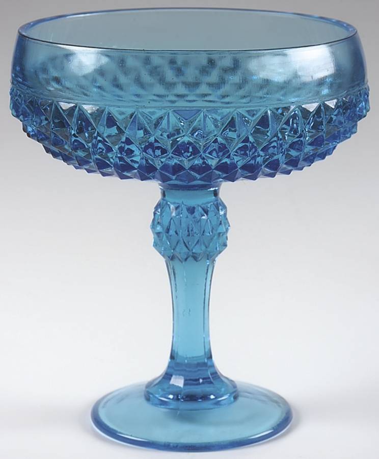 Diamond Point Regal Blue Compote by Indiana Glass-1
