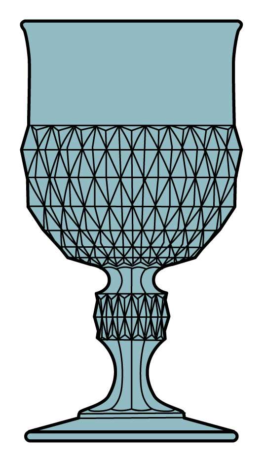 Diamond Point Regal Blue Water Goblet by Indiana Glass-1