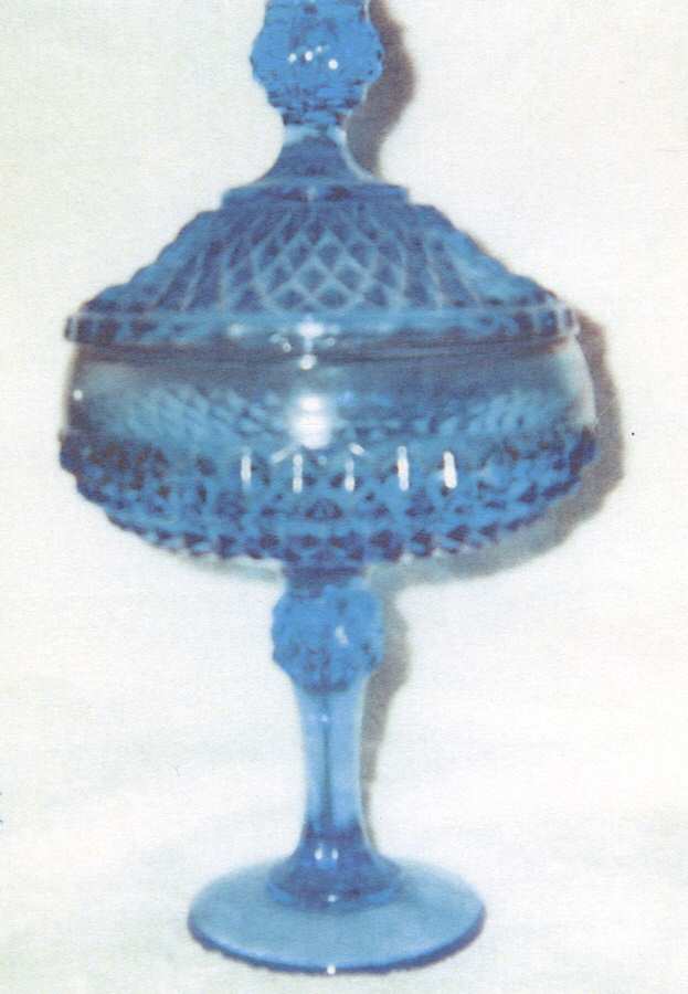 Diamond Point Regal Blue Candy Dish & Lid by Indiana Glass-1