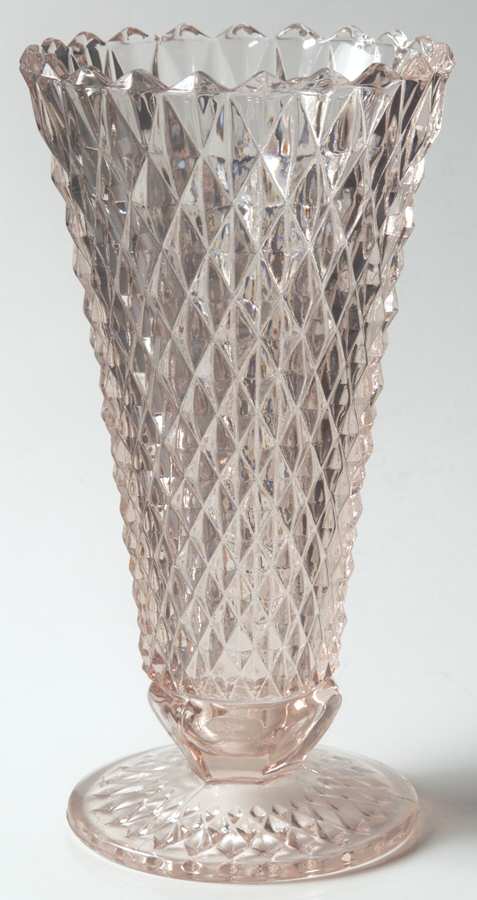 Diamond Point Pink Bud Vase by Indiana Glass-1