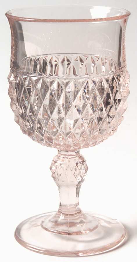 Diamond Point Pink Water Goblet by Indiana Glass-1