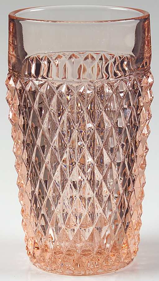 Diamond Point Pink 14 Oz Flat Tumbler by Indiana Glass-1