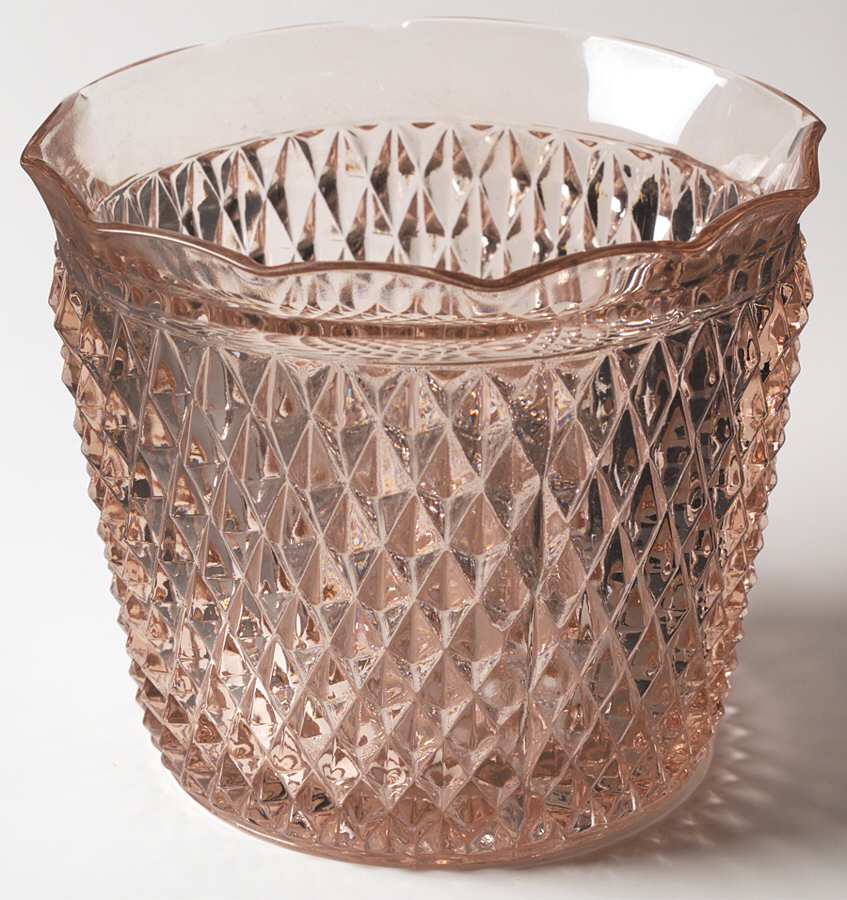 Diamond Point Pink Jardiniere by Indiana Glass-1