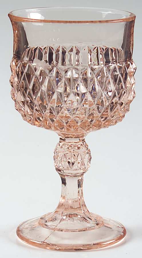 Diamond Point Pink Wine Glass by Indiana Glass-1