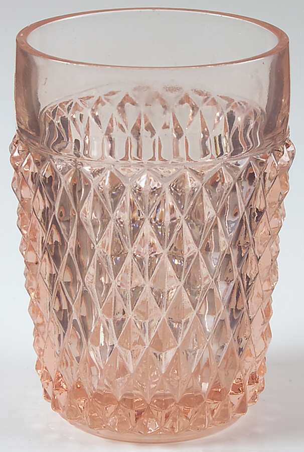 Diamond Point Pink 11 Oz Flat Tumbler by Indiana Glass-1