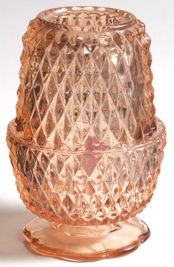 Diamond Point Pink (2 Piece) Candle Lamp by Indiana Glass-1