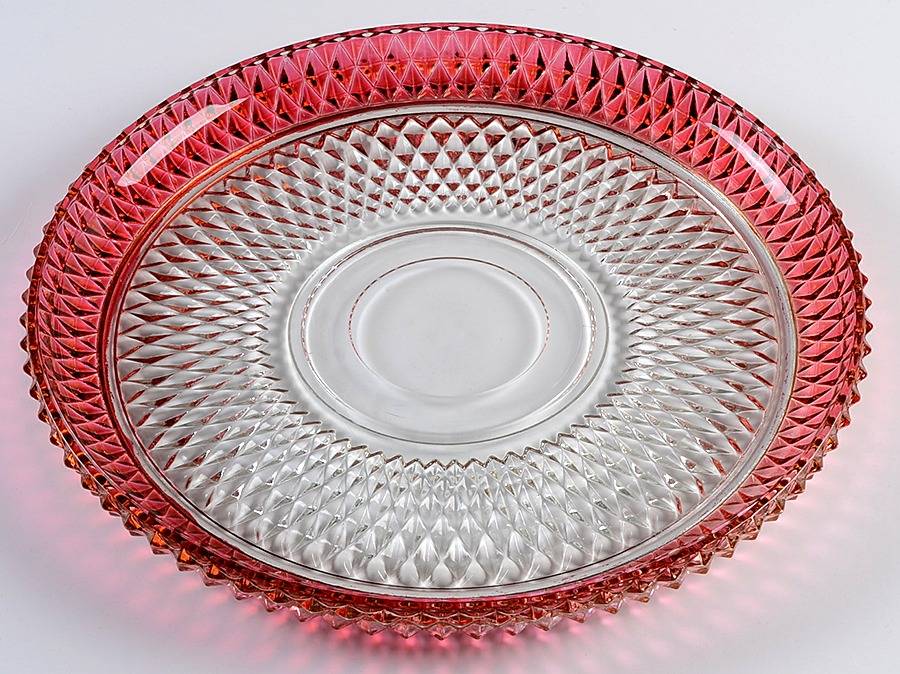 Diamond Point Ruby 12" Torte Plate by Indiana Glass-1