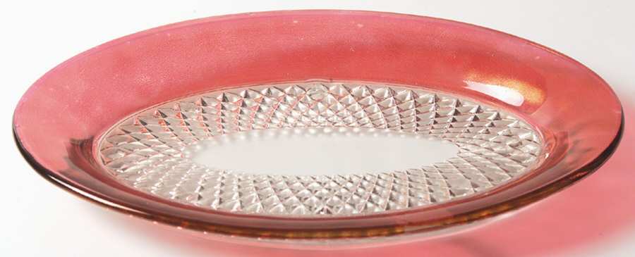 Diamond Point Ruby Oval Covered Butter No Lid by Indiana Glass-1