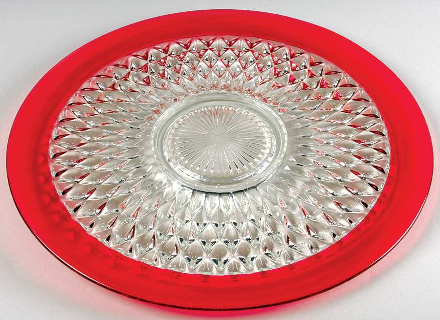Diamond Point Ruby Large Torte Plate by Indiana Glass-1