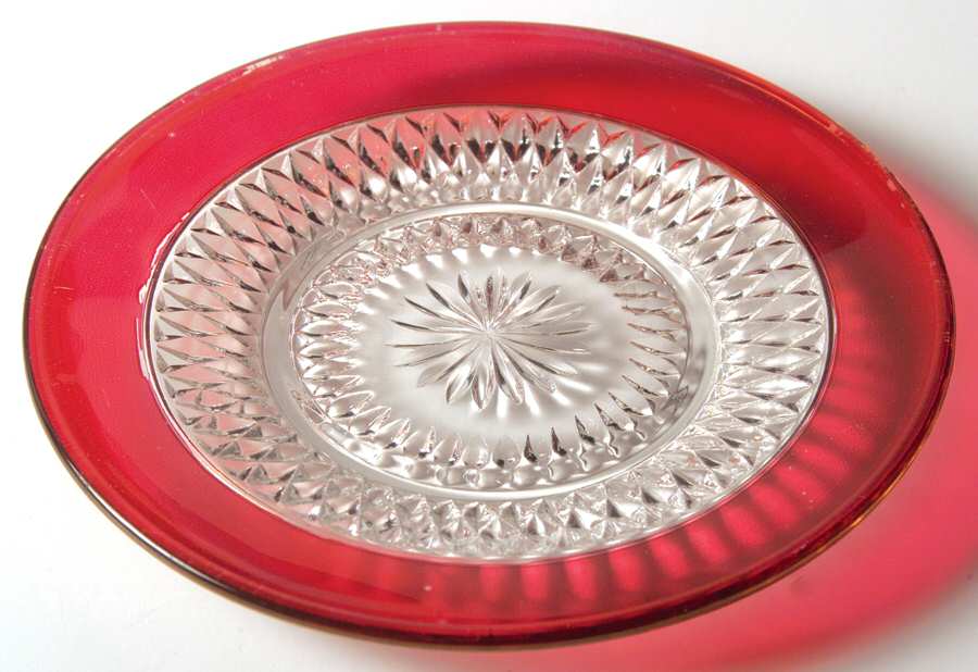 Diamond Point Ruby Saucer Only by Indiana Glass-1