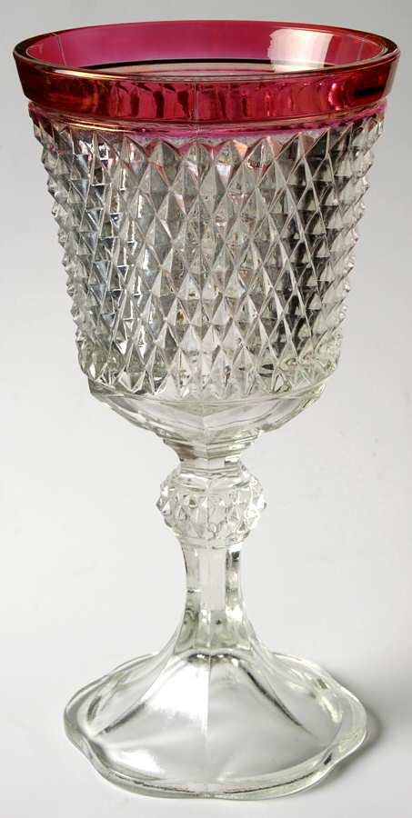 Diamond Point Ruby Footed Urn No Lid by Indiana Glass-1