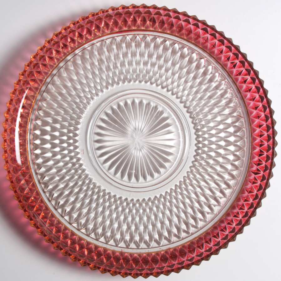 Diamond Point Ruby Torte Plate by Indiana Glass-1