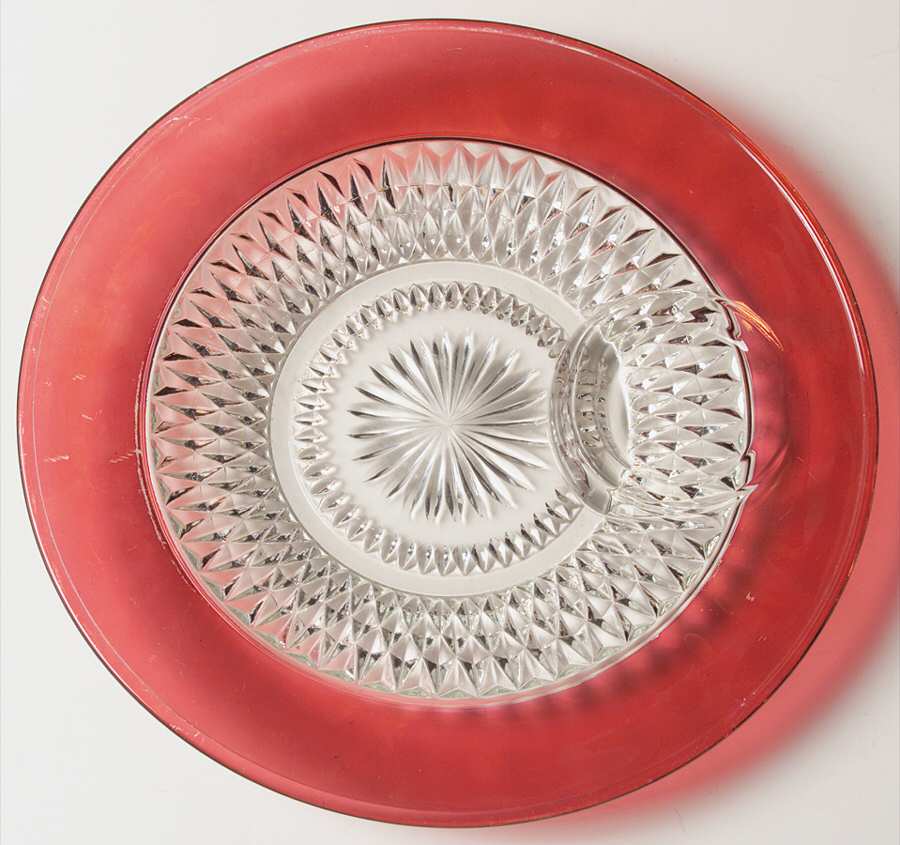 Diamond Point Ruby Snack Plate No Cup by Indiana Glass-1