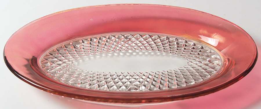 Diamond Point Ruby Creamer/Sugar, Tray Only by Indiana Glass-1