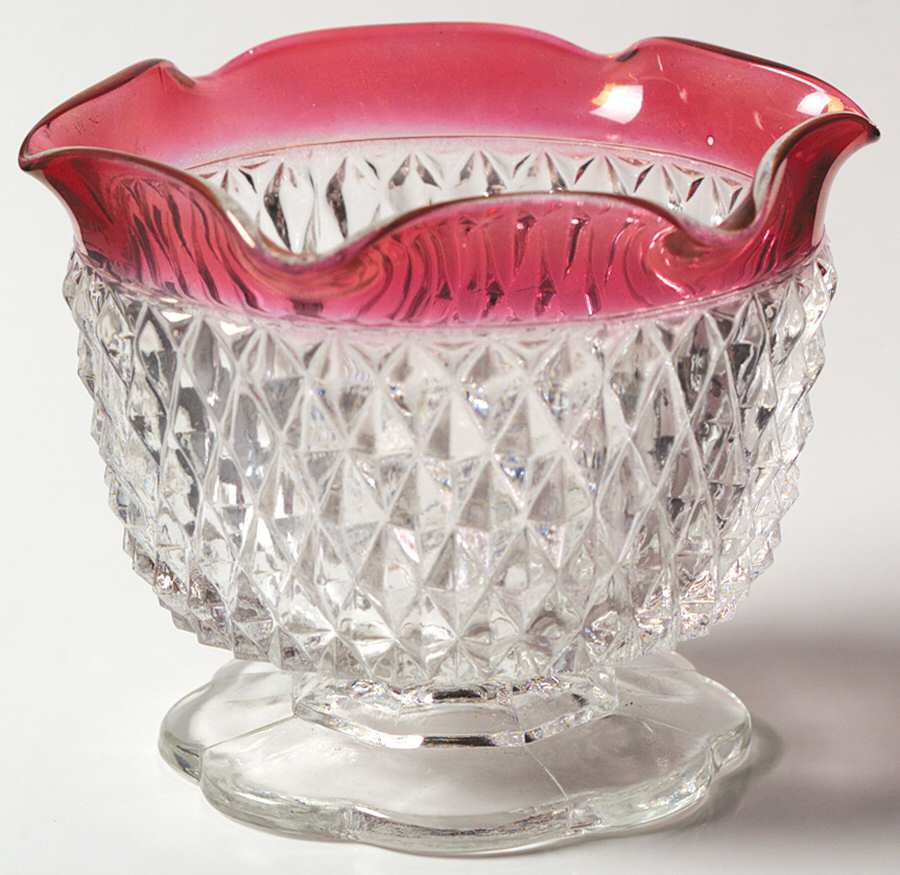 Diamond Point Ruby Mayonnaise Bowl, Bowl Only by Indiana Glass-1