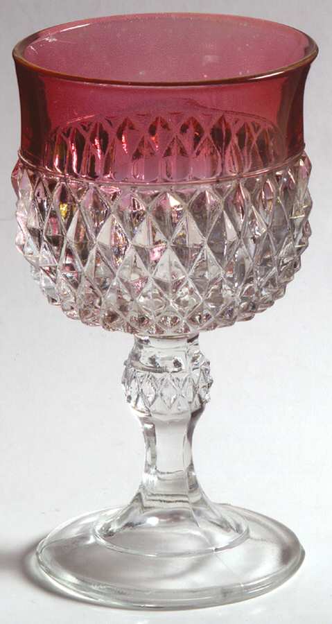 Diamond Point Ruby Wine Glass by Indiana Glass-1