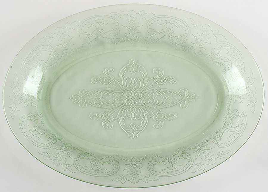 Horseshoe Green 10" Oval Platter by Indiana Glass-1