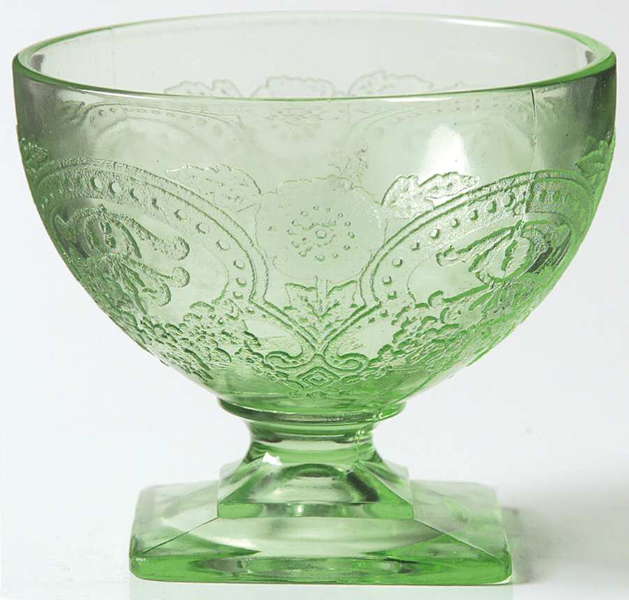 Horseshoe Green Champagne/Tall Sherbet by Indiana Glass-1