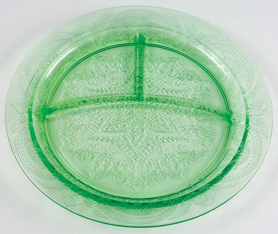 Horseshoe Green Grill Plate by Indiana Glass-1