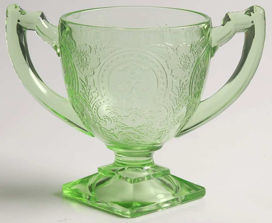 Horseshoe Green Footed Open Sugar by Indiana Glass-1
