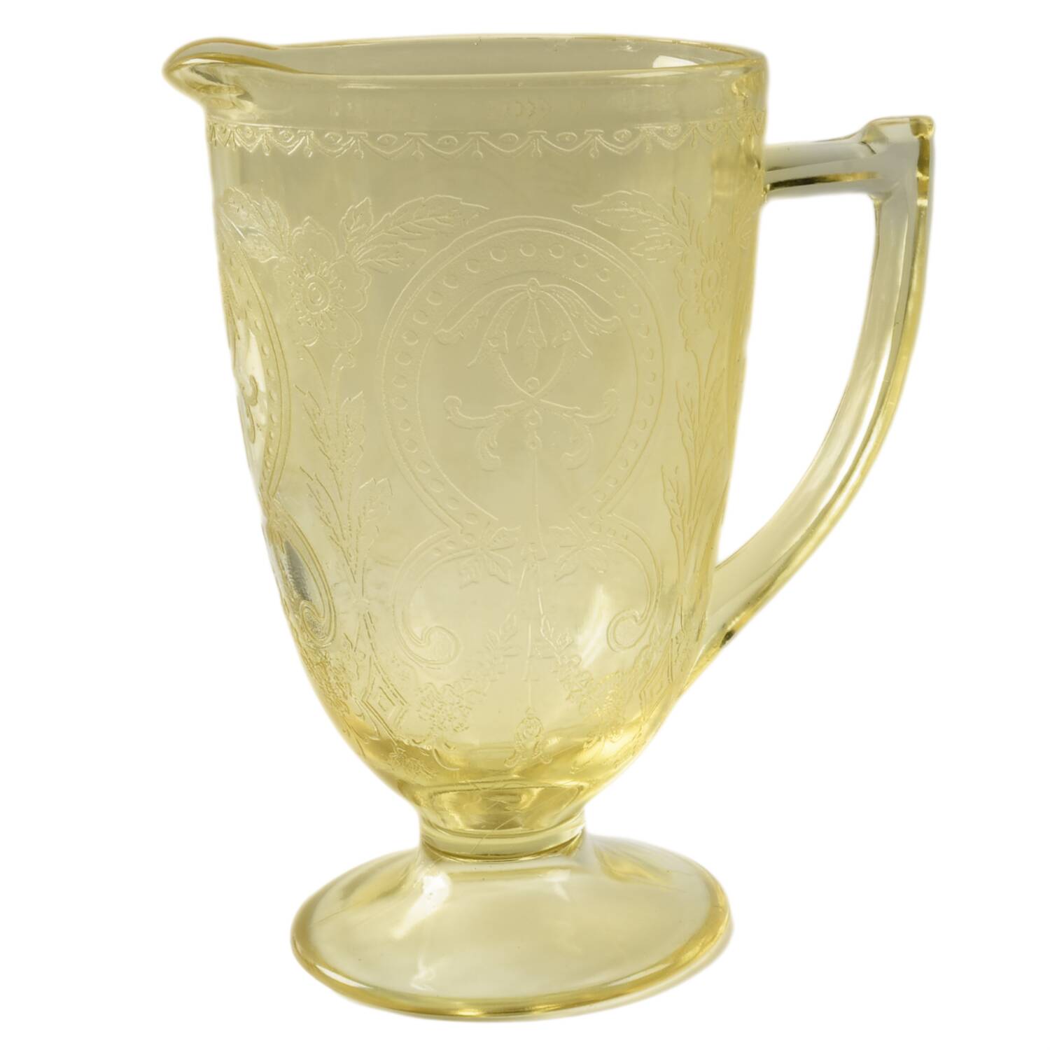 Horseshoe Yellow 64 Oz Pitcher by Indiana Glass-1