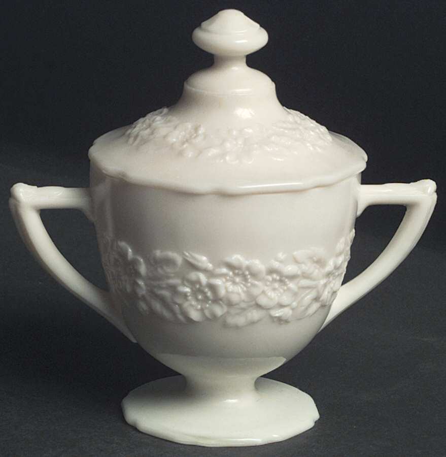 Indiana Custard Ivory Footed Sugar Bowl & Lid by Indiana Glass-1